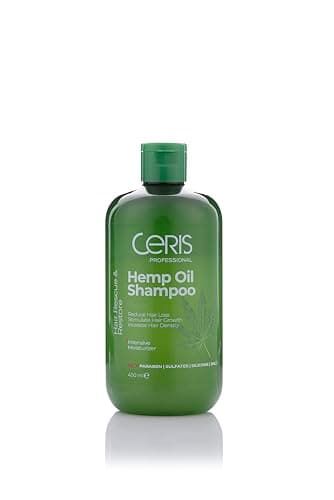 Image of Ceris Professional Hemp Oil Shampoo, 400 ml, Reduces Hair Loss, Stimulates Growth, Increases Density, Intensive Moisturiser, Sulphate-Free, Paraben-Free, Silicone-Free