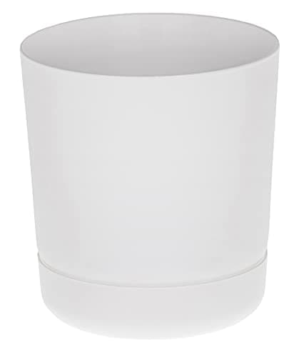 Image of SPARKLE PLANTS Satina Indoor Plant Pots– 5 Sizes, 10 Colours, Modern Planter with Drainage Holes & Matching Saucer – Durable Lightweight Composite Flower Pots for Houseplant (20 cm, White)