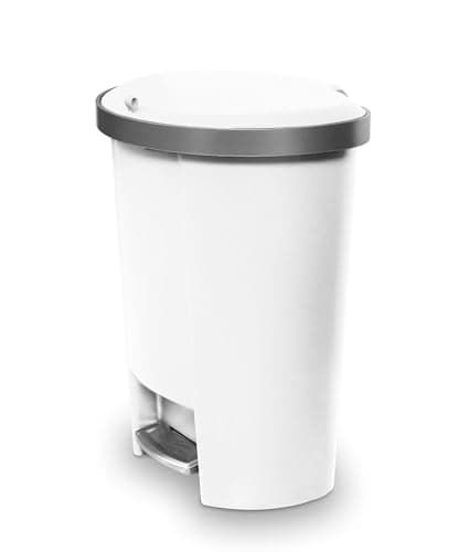 Image of Addis Mode 50 Litre Kitchen Pedal Bin – Semi-Round Design with Soft-Close or Stay-Open Lid – Large Family Waste Bin – White