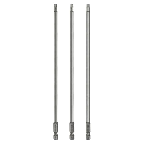 Image of sourcing map 3pcs T25 Torx Head Screwdriver Bit 1/4" Hex Shank 8" (200mm) Long Magnetic No Hole Tip Tamper Proof 6 Point Star Screw Driver Drill Bits S2 Steel Industrial Power Screwdrivers
