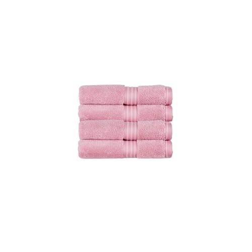 Image of Christy Supreme Hygro 4 Face Cloths Set | Blush Pink | 100% Luxury Supima Cotton | Ultra Soft | Super Absorbent | 650GSM | 4 Wash Cloth Flannels