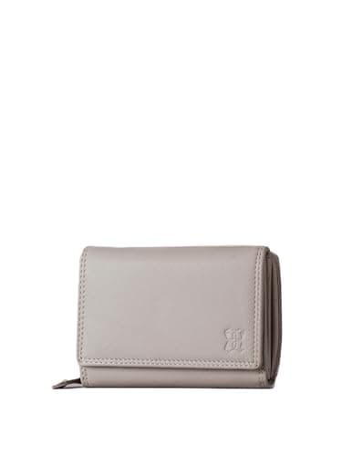 Image of Lakeland Leather Small Leather Purse with RFID Protection – Compact Flap-Over Wallet with Card Slots, Coin Compartment & Note Pocket – Premium Textured Leather (Grey)