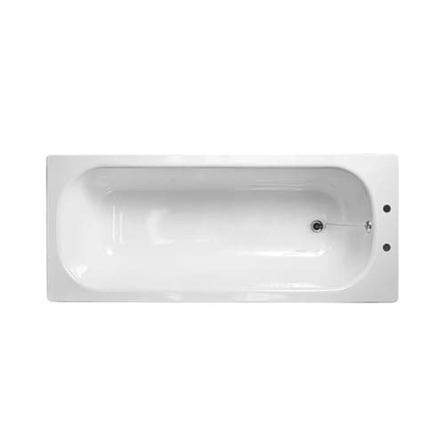 Image of Nes Home Premium 1700 x 700mm Steel Enamel Bath, 2 Tap Holes & Waste
