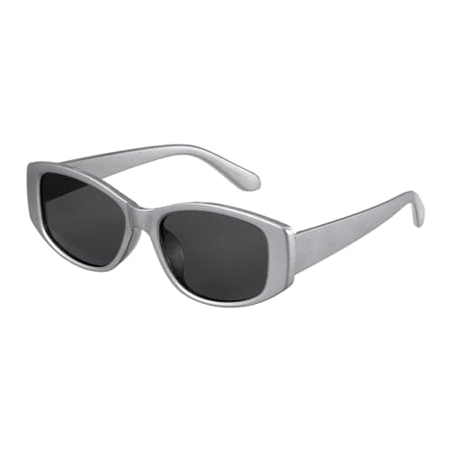 Image of sourcing map Square Polarized Sunglasses Trendy Oval Sun Glasses for Women and Men, Silver(Gray Lens)