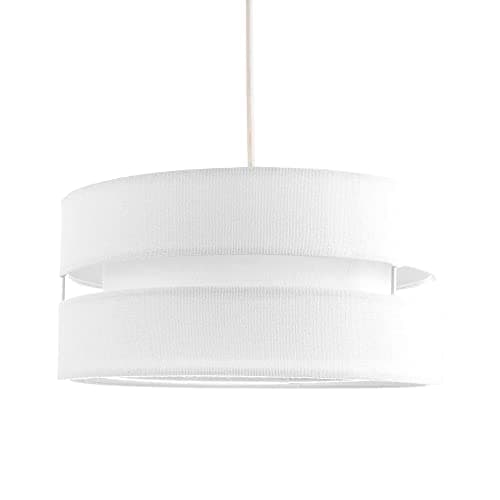 Image of Contemporary Quality White Linen Fabric Triple Tier Ceiling Pendant Light Shade | 60w Maximum | Designer Style | 26cm Diameter by Happy Homewares