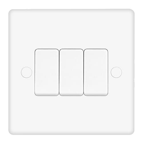 Image of EVOGES Vector 3 Gang 2 Way 10AX Light Switch – White, SP Rocker, Gloss Finish (3 Gang)