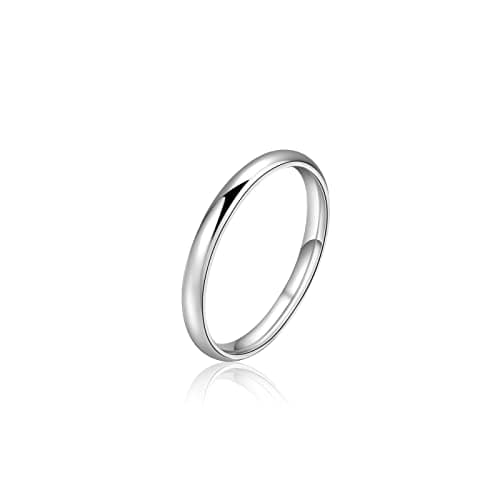 Image of Candyfancy 925 Sterling Silver 2mm Plain Band Ring For Women Minimalist Midi Thin Stacking Rings Size F