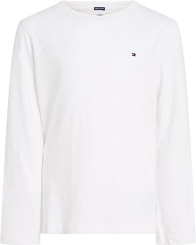 Image of Tommy Hilfiger Boys’ Basic Long Sleeve Top, White (Bright White), 16 Years