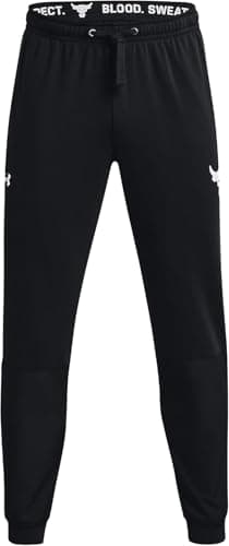 Image of Under Armour Men's Project Rock Terry Joggers (as1, Alpha, m, Regular, Regular, Black/White - 002)