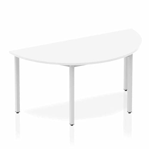 Image of OPO Impulse Freestanding 1600mm Semi-Circle Table Box Frame Leg | Sturdy Build Weather & Heat Resistant Melamine Finish Meeting Table White 1600
