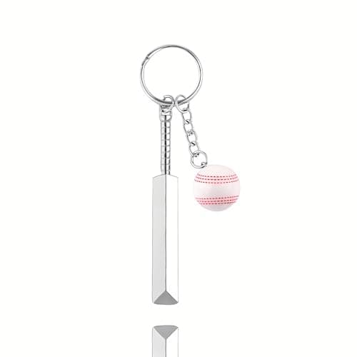 Image of Sisadodo Mini Cricket Bat Ball Keyring for Boys Men White Cricket-Ball and Bat Key Ring Sets for Cricket Lovers Sports Lover Birthday Gifts for Son Friendship Sport Keyring Gifts for Women Men