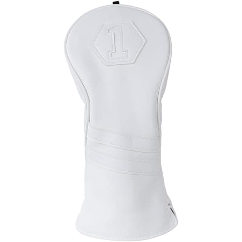 Image of Golf Club Head covers for Driver 460CC DR #1 Elastic Closure All White PU Leather