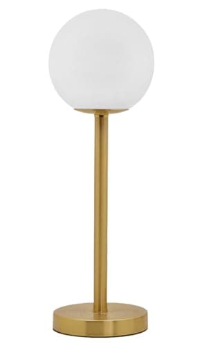 Image of Art Deco Brass Table Lamp Opaque Glass Shade Bedside Light Frosted Globe Desk Lamp H3117