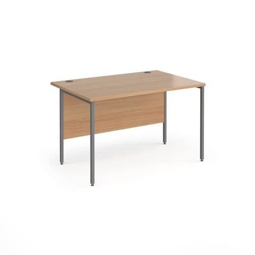 Image of Office Monster Yukon straight desk with graphite H-Frame leg 1200mm x 800mm - beech top