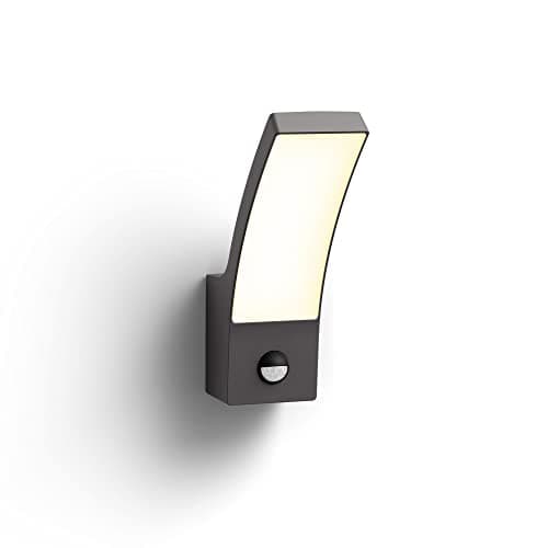 Image of Philips LED Splay Outdoor Wall Light with Motion Sensor [Warm White - Anthracite Grey] Water Resistant IP44, for Garden, Patio and Terrace Lighting.