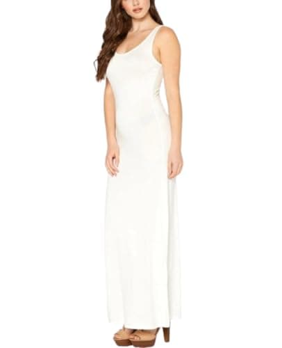 Image of Womens Ladies Sleeveless Long Vest Jersey Racer Back Stretch Bodycon Maxi Dress (M/L (12-14), White)