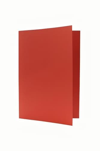 Image of Indigo® Square-Cut Foolscap Folder – 180 GSM Heavy-Duty Card, Red – Pack of 50