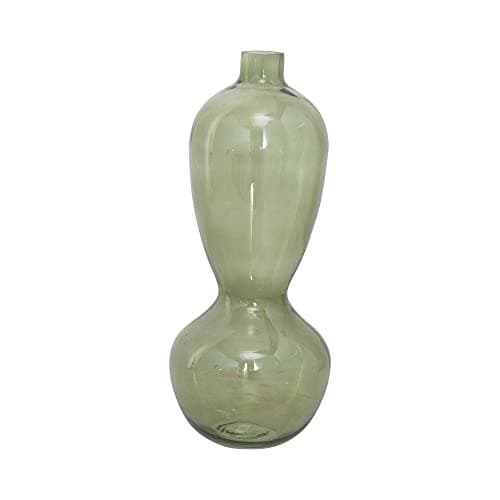 Image of Bloomingville Green Glass Flower Curved Design Vase