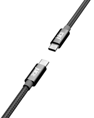 Image of Juice Braided ECO USB-C to USB-C 2M Charging Cable, Fast Charge & Data Sync, Reversible Connectors, TPE Material, Compatible with iPhone 16, 15, iPad Pro, Samsung, Google, Laptops - Black