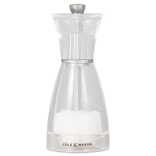 Image of Cole & Mason Pina Clear Salt Mill, Adjustable Grind Precision+, Acrylic, 125 mm, Single, Includes 1 x Salt Grinder