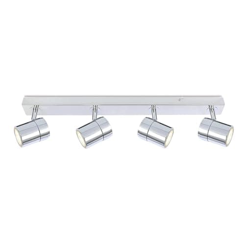 Image of UKEW 4 Way GU10 Spotlight Ceiling Lights - Chrome Adjustable Spot Lights Ceiling Bar - Rotatable Modern LED Ceiling Light Fitting for Kitchen Living Room Bedroom Hallway