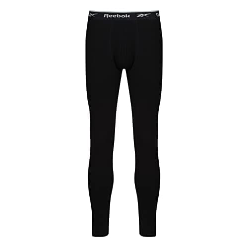 Image of Reebok Men's Johny Lounge Pants | Cotton Base Layer Bottoms for Men, Moisture Wicking & Comfortable Gym Pants |Black, XL
