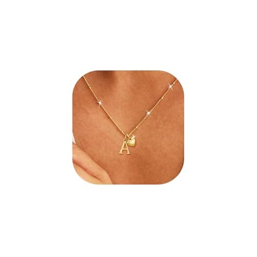 Image of Smilya Gold Necklace for Women Girls Hypoallergenic Initial Heart Letter Necklace for Women Gold Ladies Necklaces Birthday Gifts