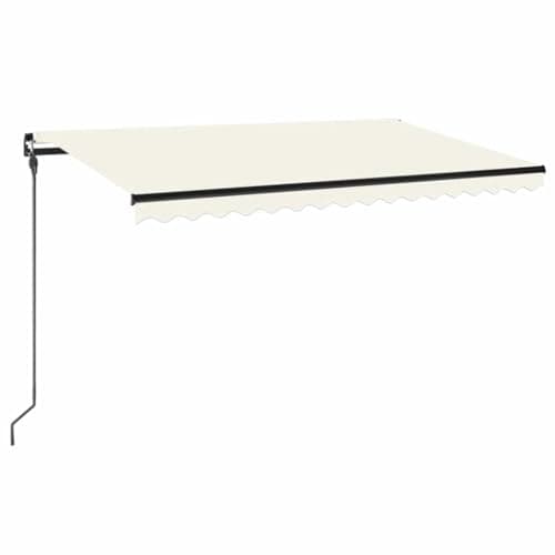 Image of vidaXL Manual Retractable Awning 450x300cm - Cream Shade, Powder-Coated Aluminium Frame, Adjustable Outdoor Garden/Patio Cover