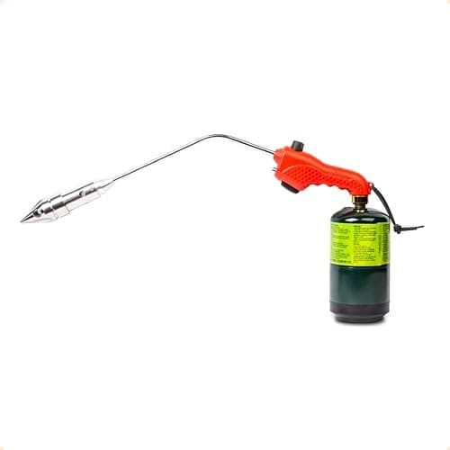 Image of ROCKETFIRE Fire Starter Torch | Perfect Propane Torch Head, Grill Gun, Charcoal Torch | Compatible with Bernzomatic Propane & MAP/PRO Fuels | Stainless Steel Tri-Flame Tip | Fuel NOT Included | Red