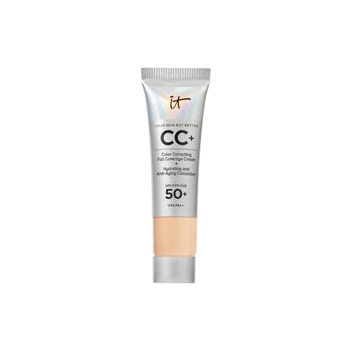 Image of iT Cosmetics CC+ Cream SPF 50+ Full-Coverage CC Cream Foundation with Hyaluronic Acid, Niacinamide & Vitamin E for a Radiant Finish, Your Skin But Better, Travel Size, 12ml