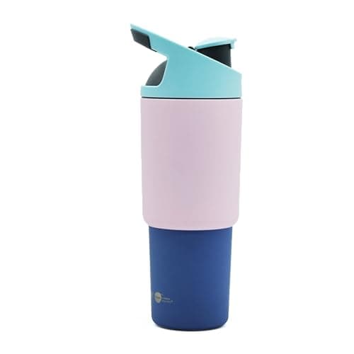 Image of asobu Cosmic Water Bottle - 32oz/1 ltr Stainless Steel Chilled Water Bottle, Secure Grip Handle, Ideal for Travel, Fits Cup Holders, Keeps Beverages Cold,Pink