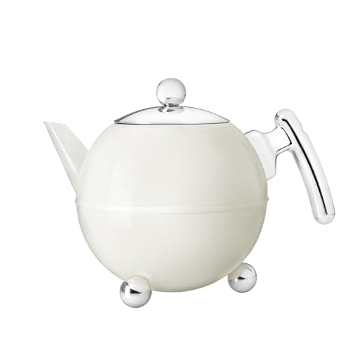 Image of Bredemeijer 1.2 L Stainless Steel Teapot Bella Ronde with Chromium Fittings, White