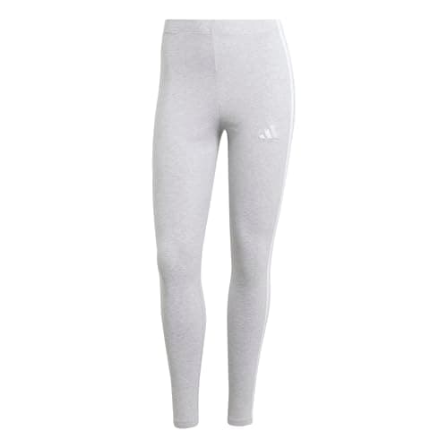 Image of adidas Women's Essentials 3-Stripes Cotton Leggings, Light Grey Heather/White, M