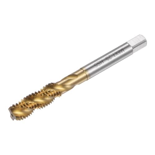Image of sourcing map Spiral Flute Threading Tap M8 x 1.25, Metric HSS (High Speed Steel) Titanium Plated Machine Thread Screw Tap 3 Flutes Tapping Tool H2 Tolerance