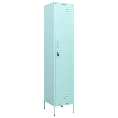 Image of vidaXL Steel Locker Cabinet with 4 Adjustable Shelves and Lock, Handy Office and Room Storage Solution, Stylish Mint Green, Modern Design, Easy to Clean