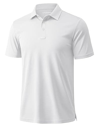 Image of MAGCOMSEN Mens Polo Shirts Short Sleeve Golf Breathable Polo Quick Dry Wicking Lightweight Casual Tennis Sports Tops,White,L