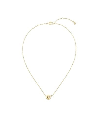 Image of BOSS Jewelry Women's LIVE PRECIOUS Collection Necklace in Light Yellow Gold with Intertwined Rings and Crystals - 1580755