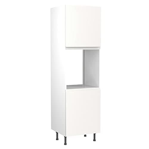 Image of Kitchen Kit Flatpack Bridging Wall Cabinet - Screwless Quick Build Kitchen Unit - J-Pull Door - Oven (Single) Housing Unit - 600x2120mm - White Gloss