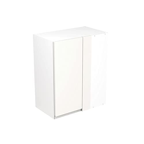 Image of Kitchen Kit Flatpack Bridging Wall Cabinet - Screwless Quick Build Kitchen Unit - J-Pull Door - Wall Mounted Unit Blind Corner - 600x720mm - White Gloss