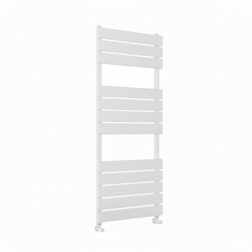 Image of Greened House Richmond Heated Towel Rail Flat Panel Bathroom Towel Radiator Central Heating (White, 500mm W x 1200mm H)