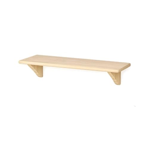 Image of HOMION Natural Wood Wooden Shelf Storage Unit Kit & Fitting Wall Mounted Home Kitchen Office Wood Wooden Corner Shelves (58.5 x 19 cm)
