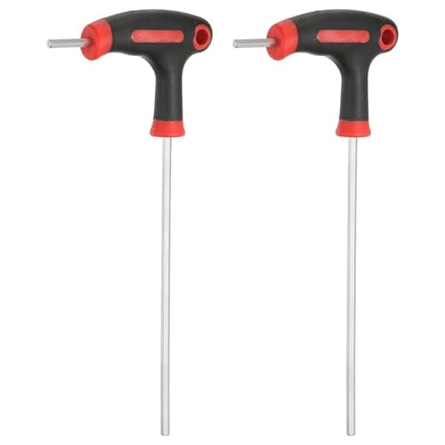 Image of sourcing map 2pcs T-Handle Hex Key Wrench 4mm Metric 213mm Length Long Arm Cr-V T-Key Inner Hexagon Wrenches Spanner Repair Tools for Automotive Household Maintenance, Red Black