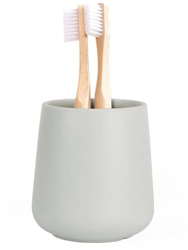 Image of Autumnlife Toothbrush Holder Ceramic, 12 oz Bathroom Toothbrush Holder Ceramic Holder for Toothbrush, Mouthwash Cup Toothpaste Holder and Cup, Matte Grey