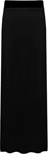 Image of WearAll Ladies Long Maxi Skirt Womens Elasticated Stretch Full Length Plus Size Black 24/26 (3XL)