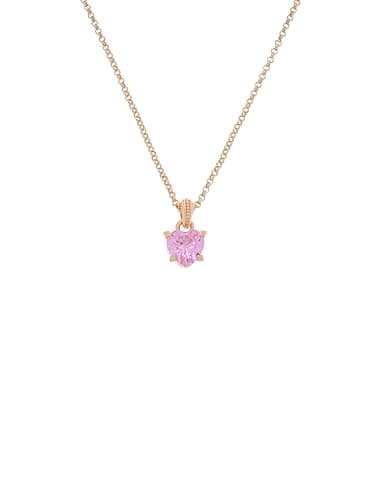 Image of Juicy Couture Solitaire Crystal Heart Pendant Necklace for Women (Gold/Pink Crystal)
