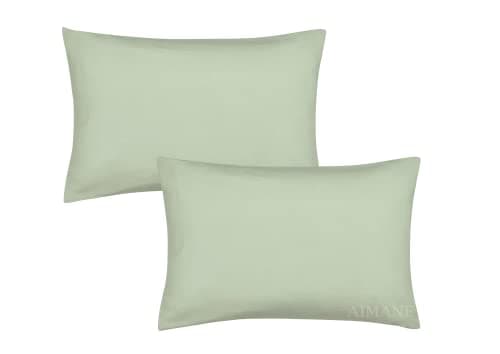Image of AIMANE® Percale Pair of Housewife Pillowcases 50 x 75 CM Polycotton Easy Care Plain Dyed Pillowcases Envelope Closure (Duck Egg, Housewife Pillowcases)