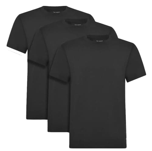 Image of Ted Baker Mens 3-Pack Breathable Cotton Stretch Crew Neck T-Shirt, Size L Black