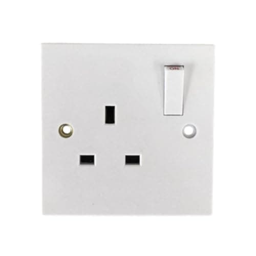 Image of eMarkooz Single Switched Socket Wall 1 Gang Plug Electric 13 Amp White BS1363 Conforms