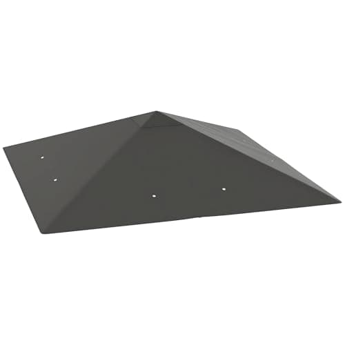 Image of Outsunny 3 x 3(m) Gazebo Canopy Replacement Cover, Garden Gazebo Roof Replacement with Drain Holes, Water Resistant PVC Coating, 370g/㎡, UPF30+, TOP COVER ONLY, Grey