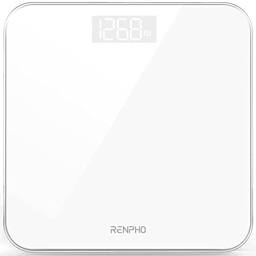 Image of RENPHO Digital Bathroom Scales Weighing Scale with High Precision Sensors Body Weight Scale (Stone/lb/kg) - White, Core 1S
